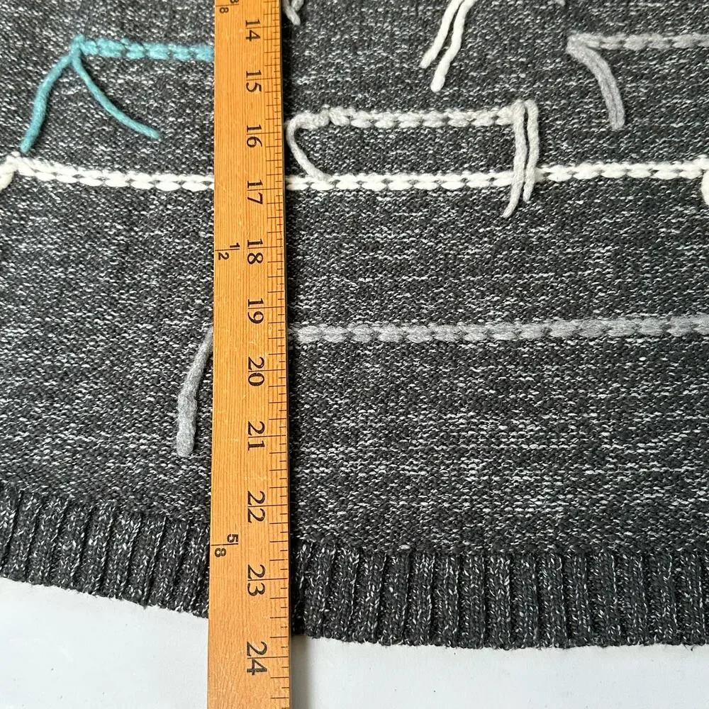 J Jill Sweater Womens Extra Small Gray PureJill Embroidered Knit Boho Artsy Wool - Picture 12 of 14